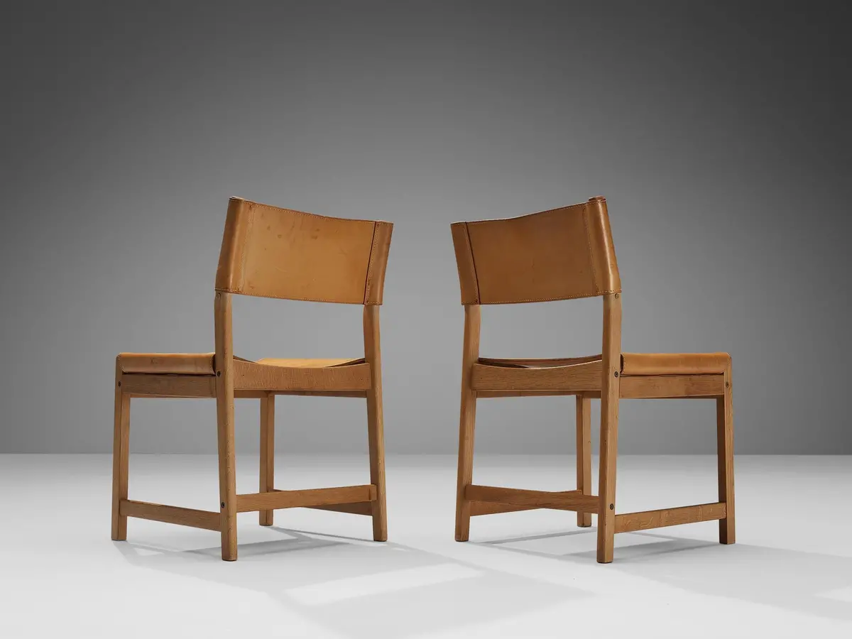 Kurt Østervig For Sibast Pair Of Dining Chairs In Cognac Leather And Oak 1