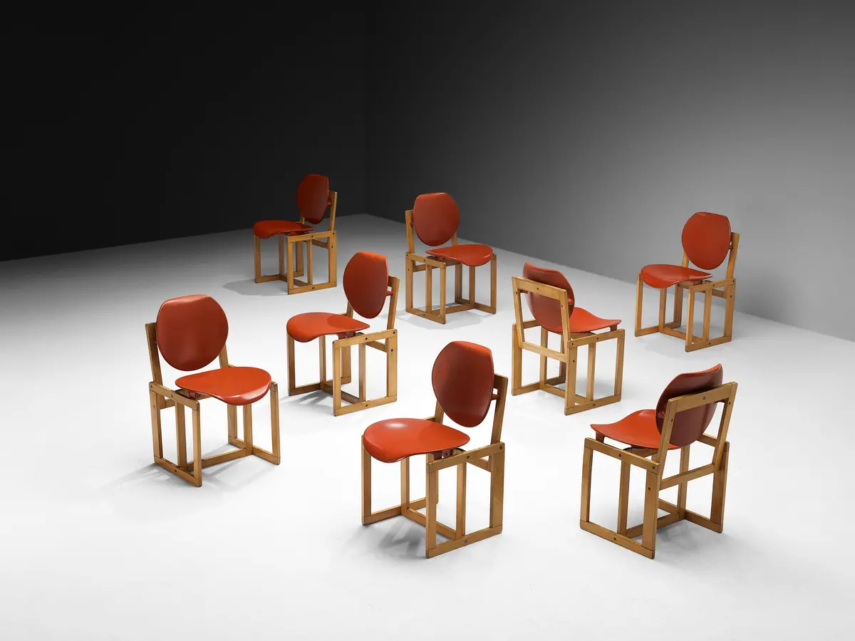 Giuseppe Davanzo Set Of Eight Dining Chairs 'Serena' In Elm 1