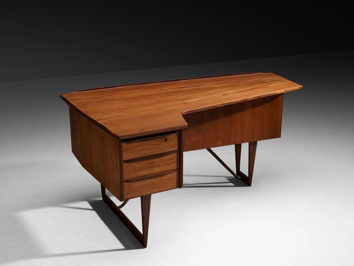 Peter Lovig Nielsen For Hedensted Mobelfabrik 'Boomerang' Desk In Teak 1