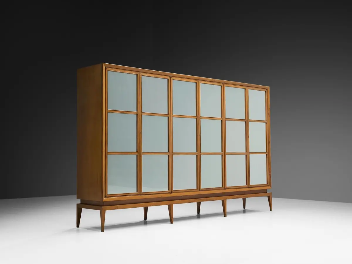 Guglielmo Ulrich Highboard In Walnut With Mirrored Door Panels 1