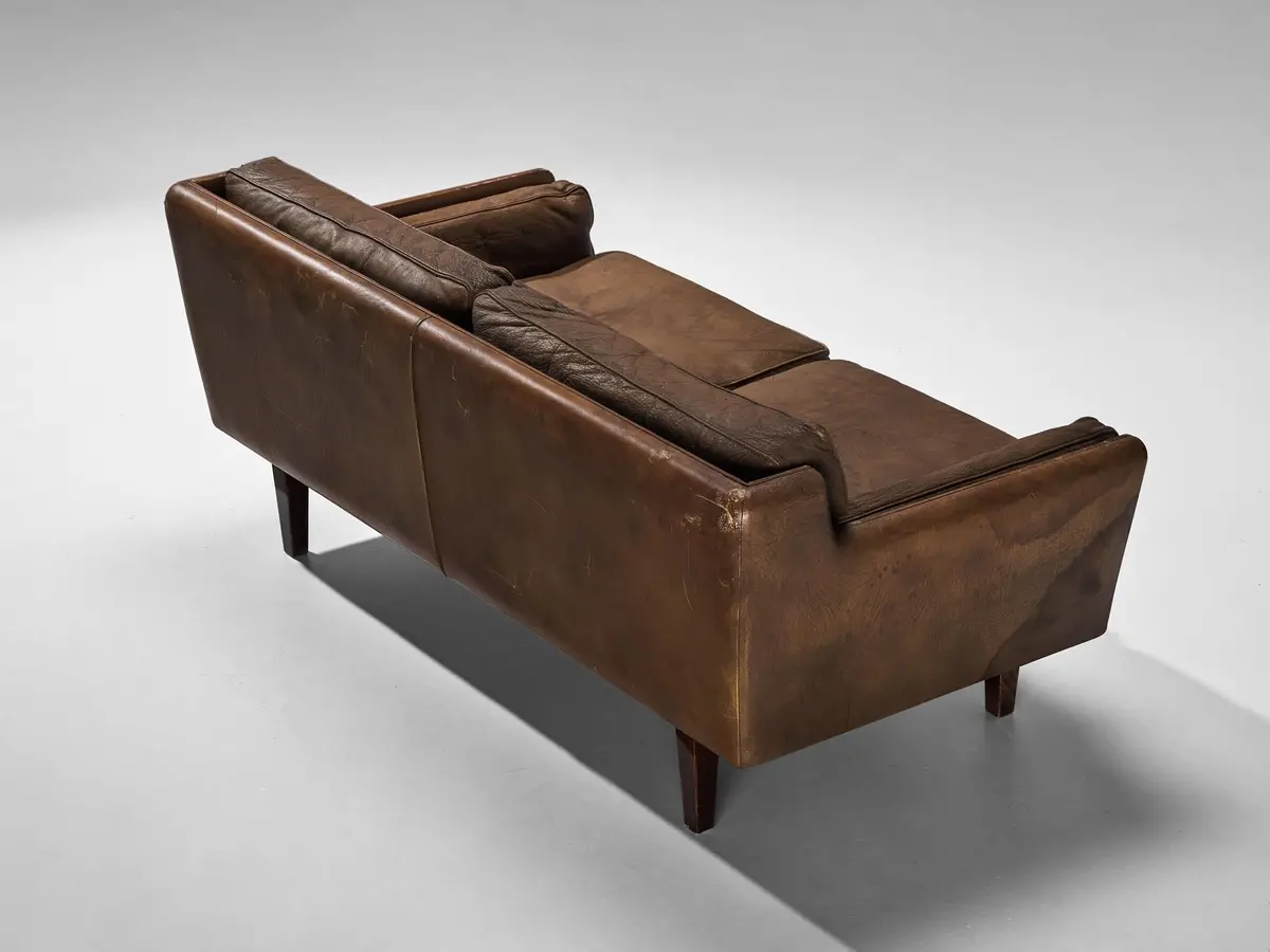 Illum Wikkelsø Two-Seat Sofa In Brown Leather 1