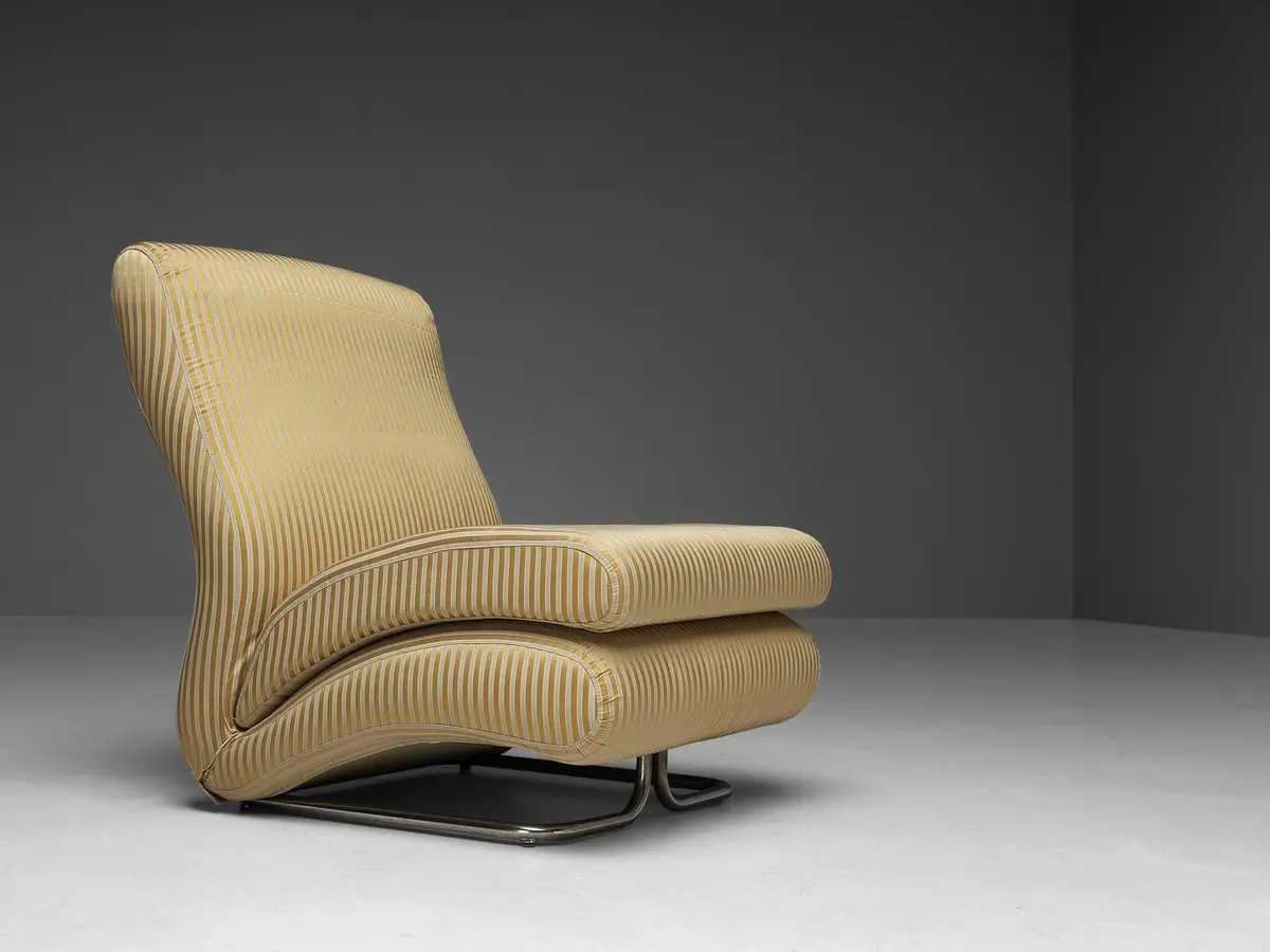 Vittorio Varo For I.P.E. 'Cigno' Lounge Chair In Striped Upholstery 1