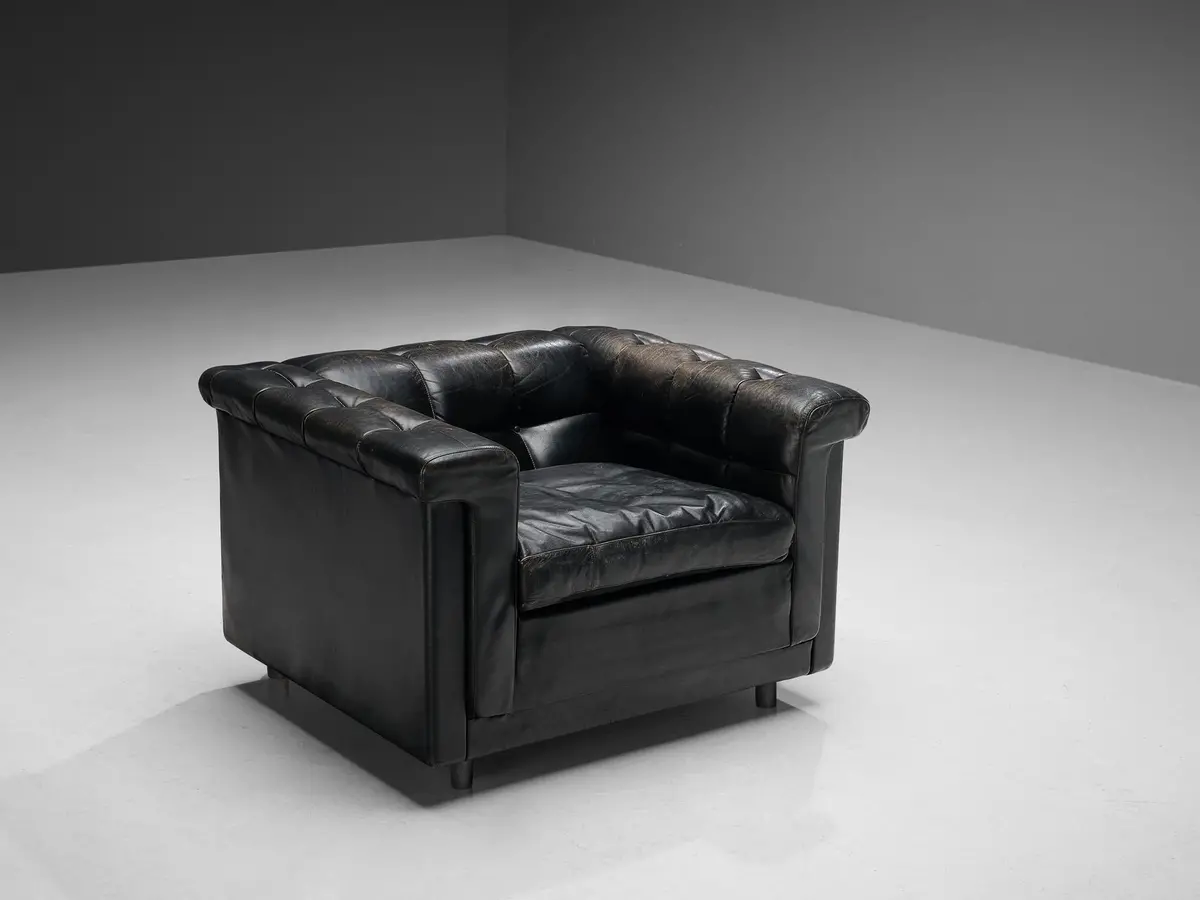 Cubic Lounge Chair In Black Leather 1