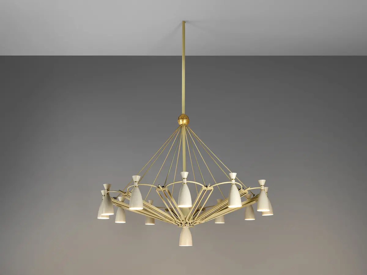 Mid-Century Monumental Chandelier In Lacquered Metal 300 Cm/118 In. 1