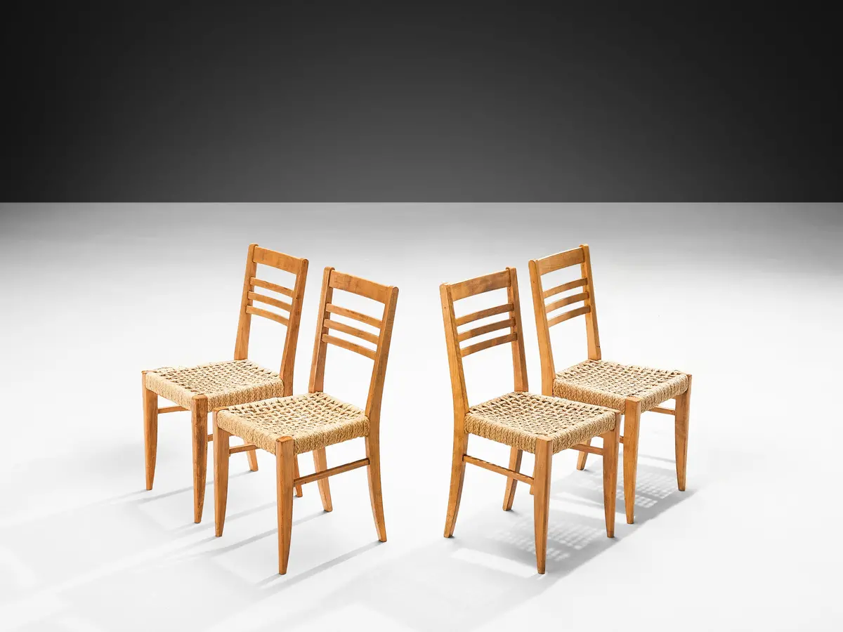 Adrien Audoux & Frida Minnet For Vido Set Of Four Dining Chairs In Braided Hemp 1