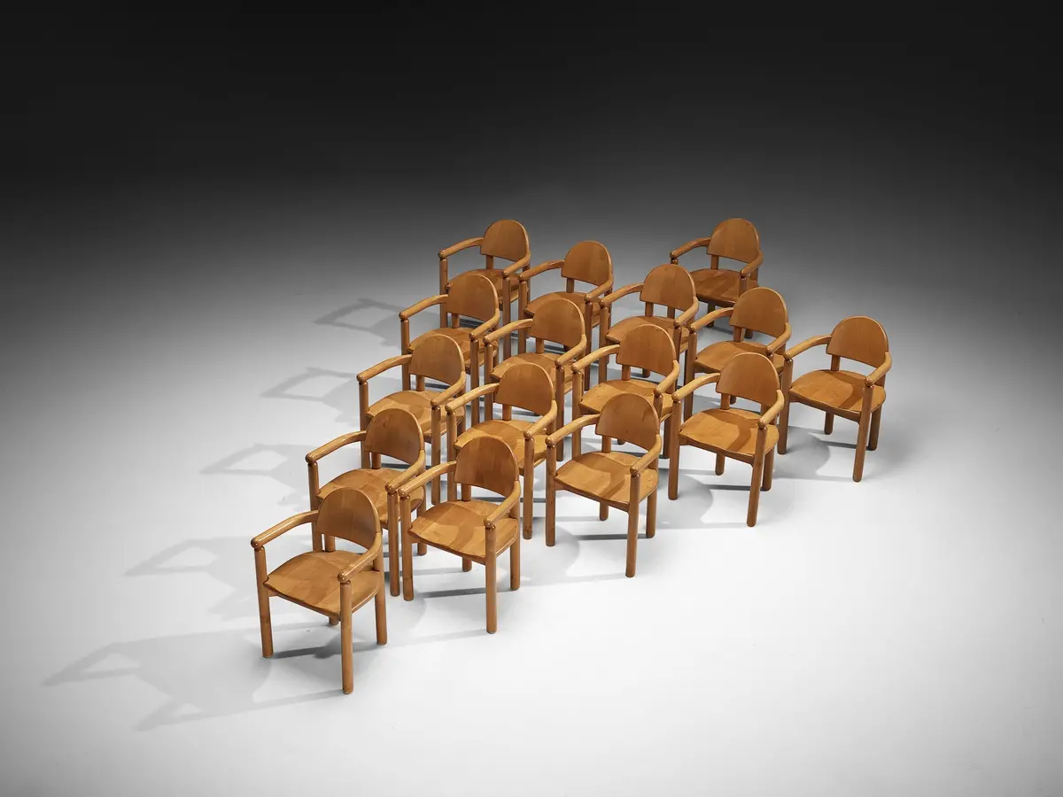 Rainer Daumiller Set Of Sixteen Dining Chairs In Pine 1
