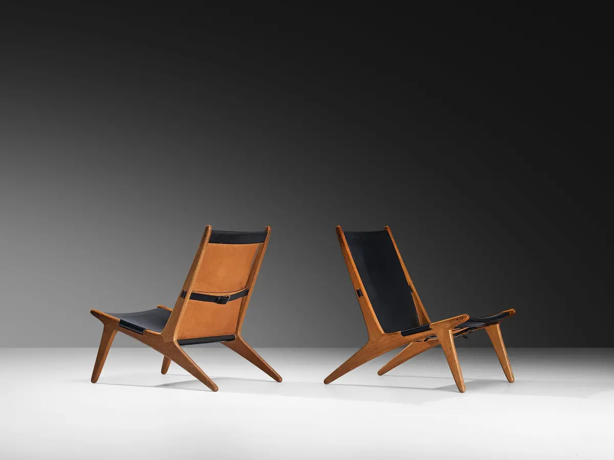 Uno & Östen Kristiansson For Luxus Pair Of Hunting Chairs In Leather 1
