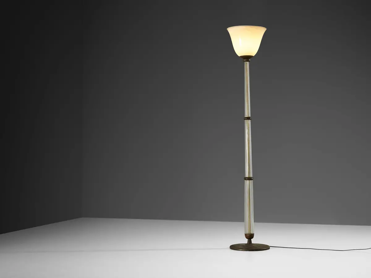 Tomaso Buzzi For Venini Floor Lamp In Glass And Gold Leaf 1