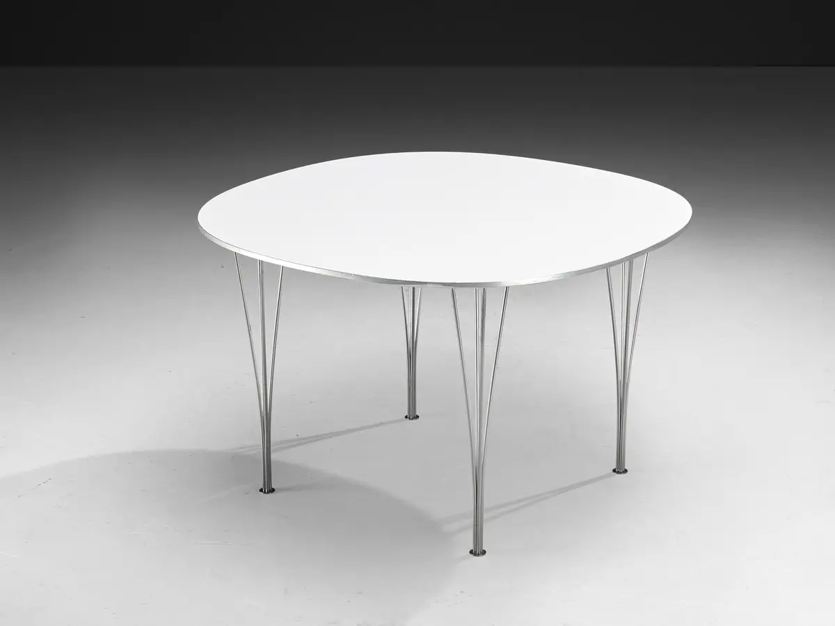 Bruno Mathsson Piet Hein For Fritz Hansen Super-Ellipse White Dining Table 1
