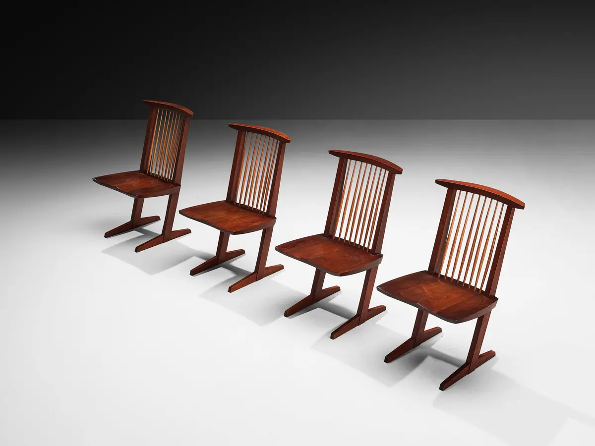 George Nakashima Set Of Four 'Conoid' Chairs In Walnut 1
