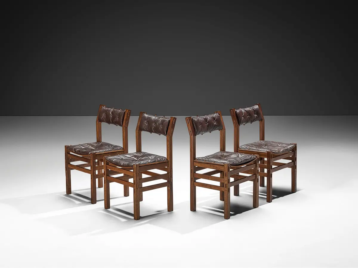 Giuseppe Rivadossi For Officina Rivadossi Set Of Four Dining Chairs In Walnut 1