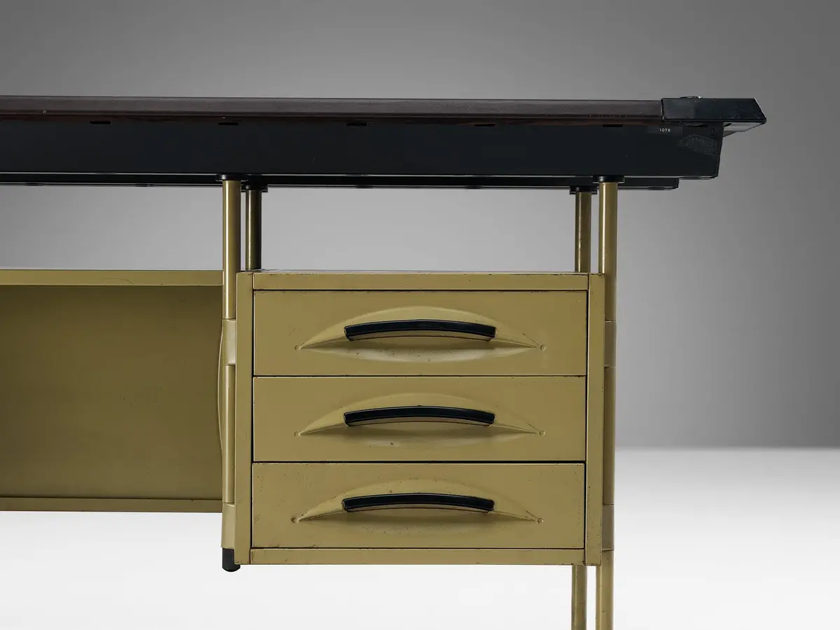 Rare Studio Bbpr For Olivetti ‘Spazio’ Sideboard In Green Coated Steel 2
