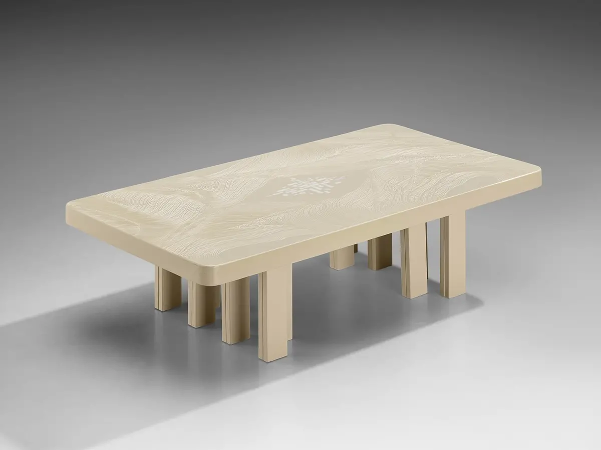 Jean Claude Dresse Rectangular Coffee Table In Off-White Resin 1