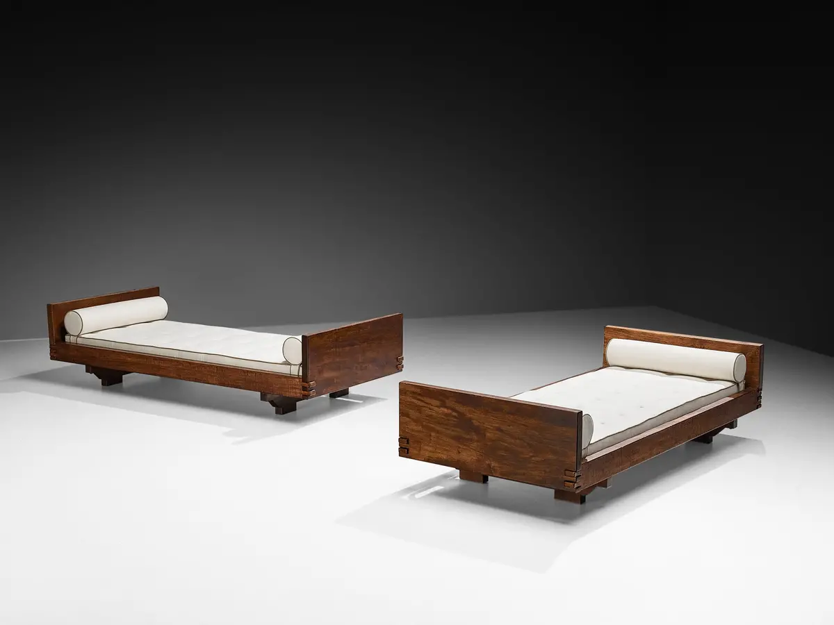 Giuseppe Rivadossi For Officina Rivadossi Single Beds In Walnut And Oak 1