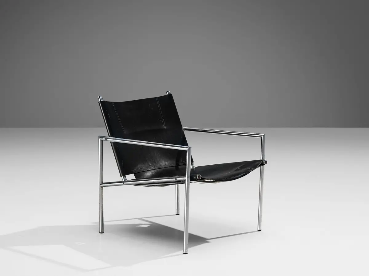 Martin Visser For 'T Spectrum Armchair In Black Leather 1