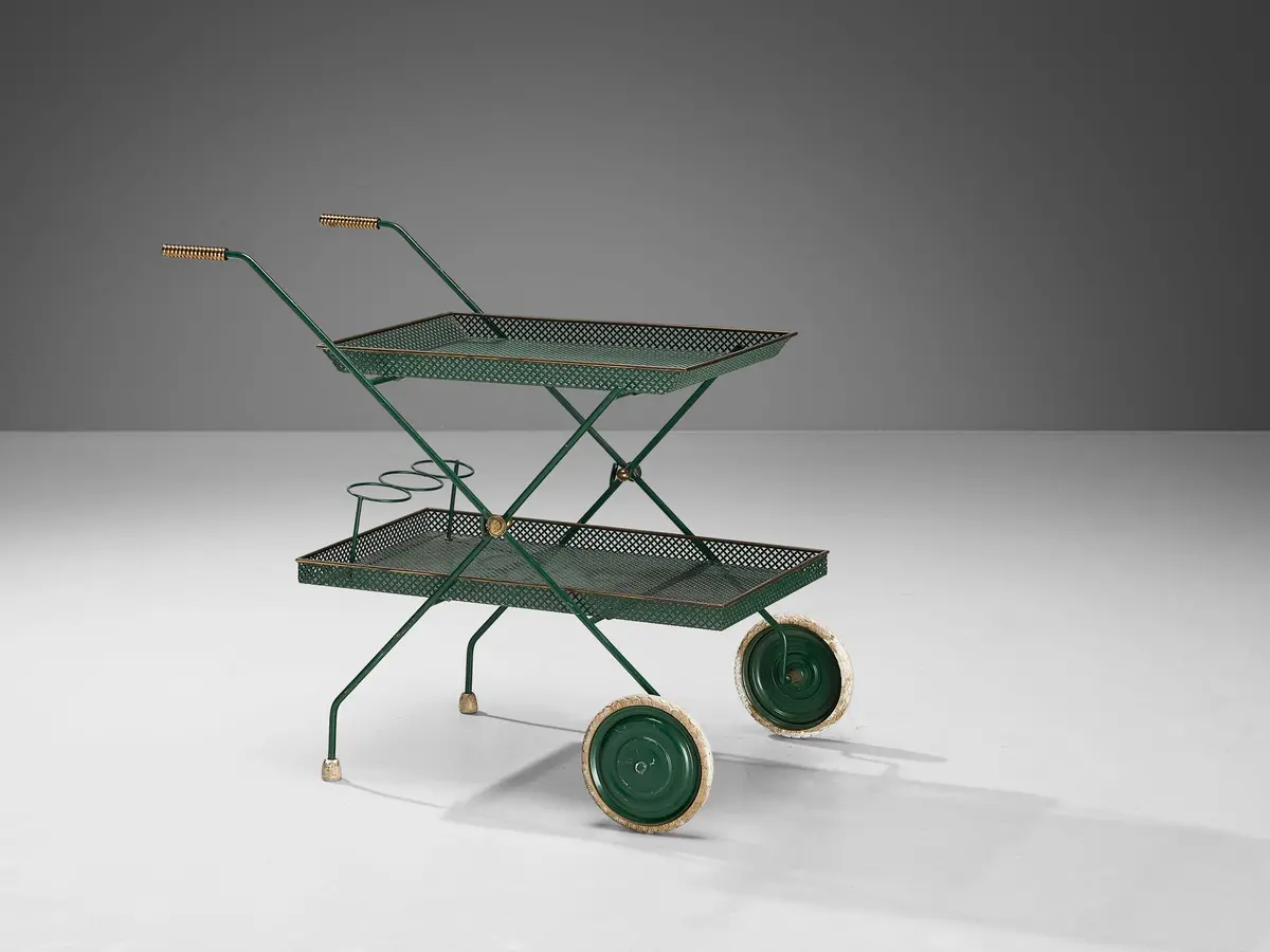 Svenskt Tenn Serving Trolley In Green Lacquered Metal 1