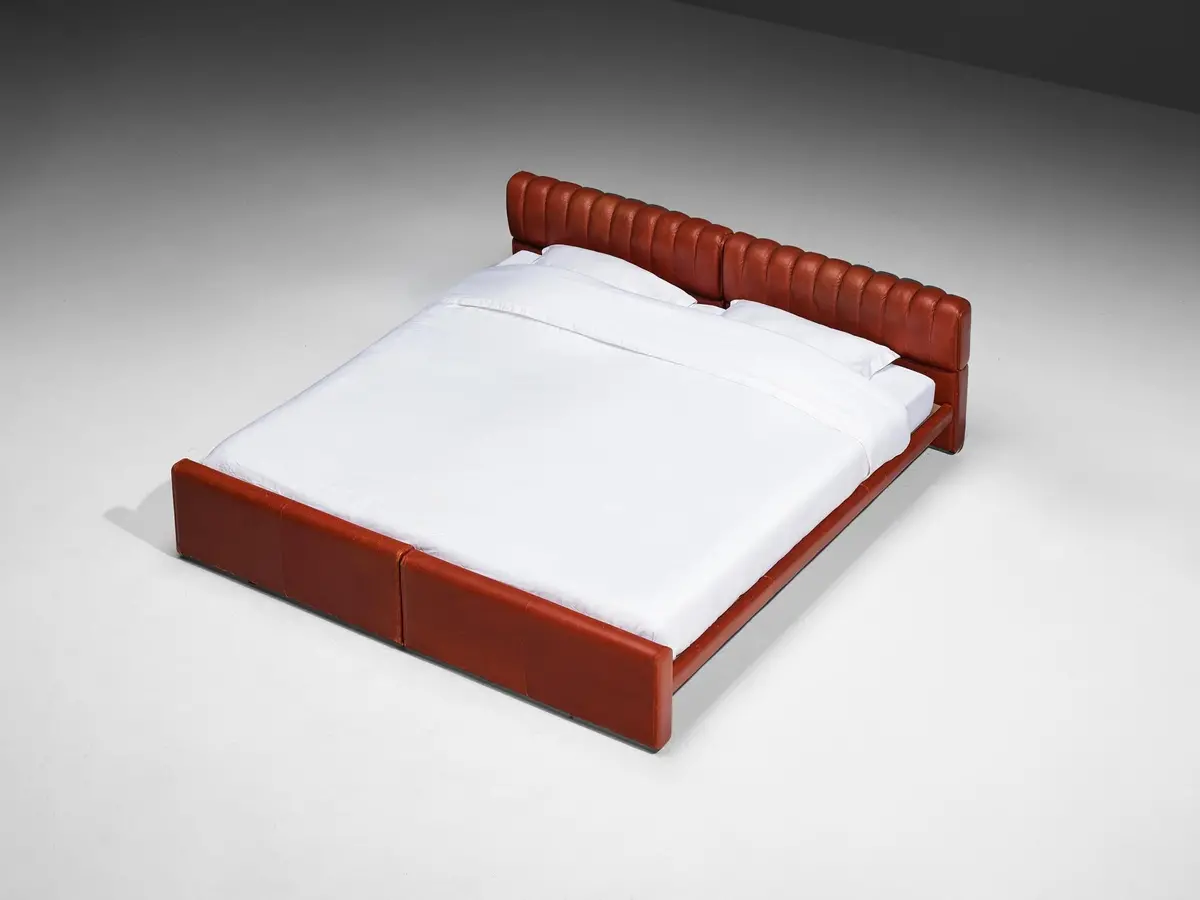 Luigi Massoni For Poltrona Frau 'Losange' King Bed In Red Leather 1