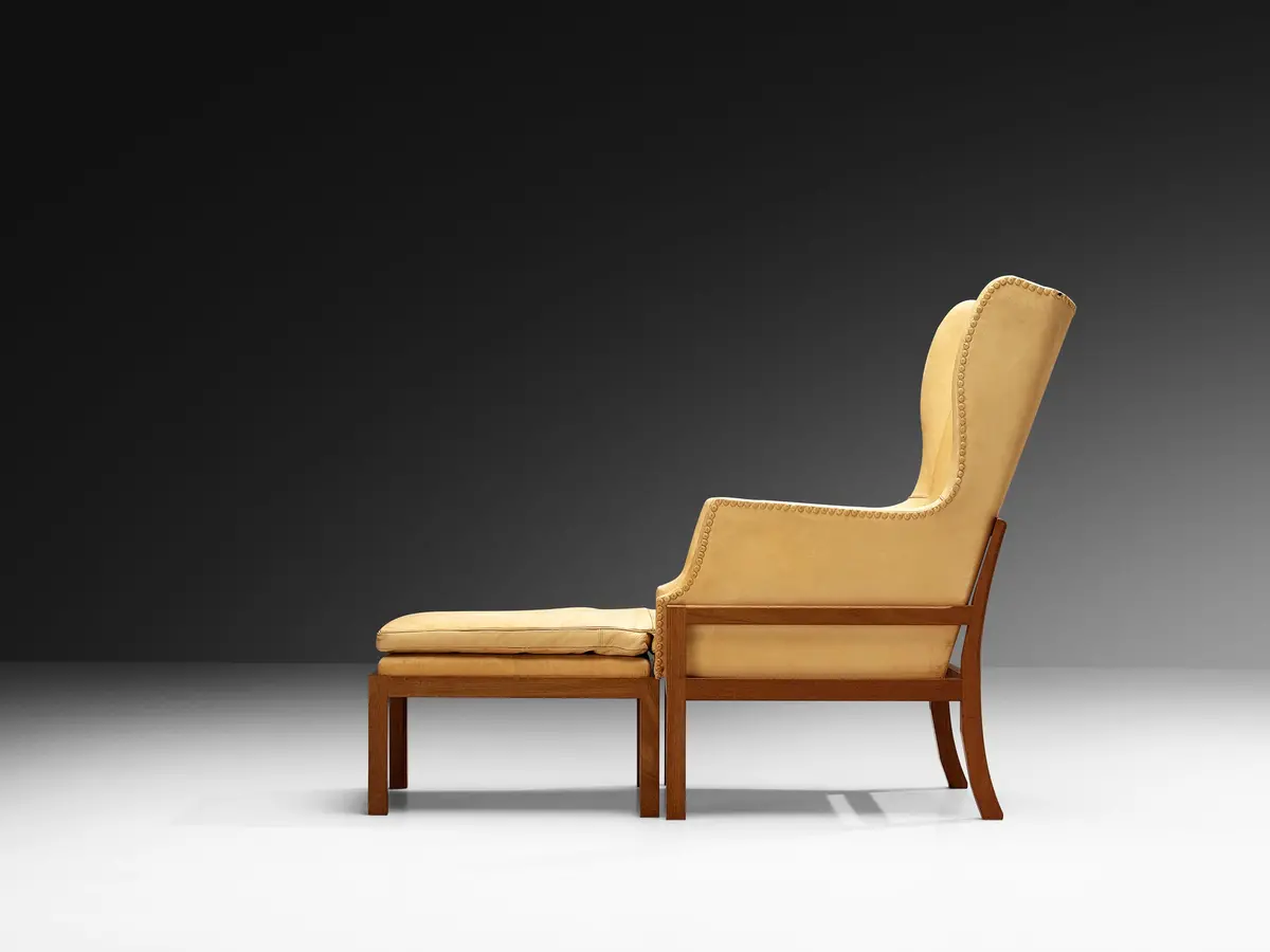 Mogens Koch For K. Ivan Schlechter 'Fireside' Wingback Chair With Ottoman 1