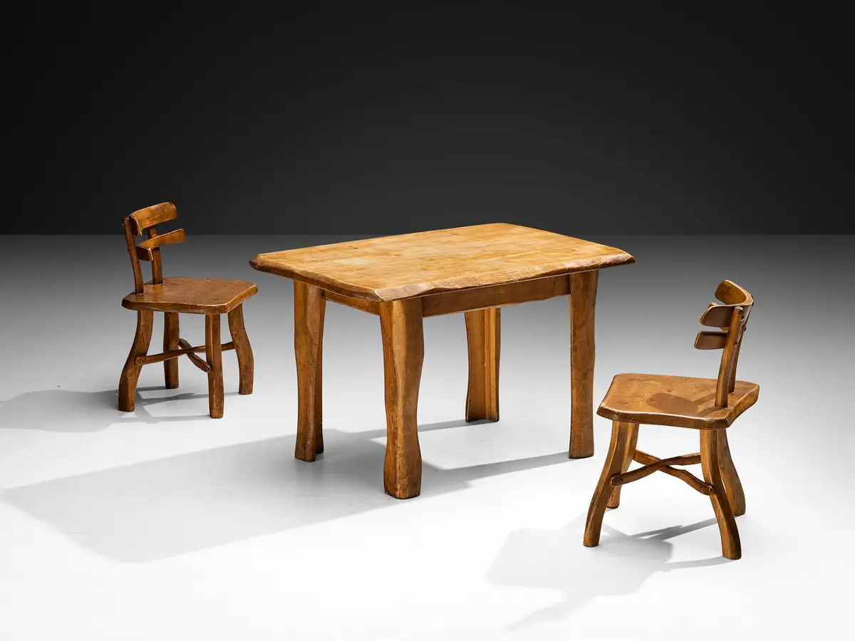 Organic Brutalist Table With Chairs In Maple 1