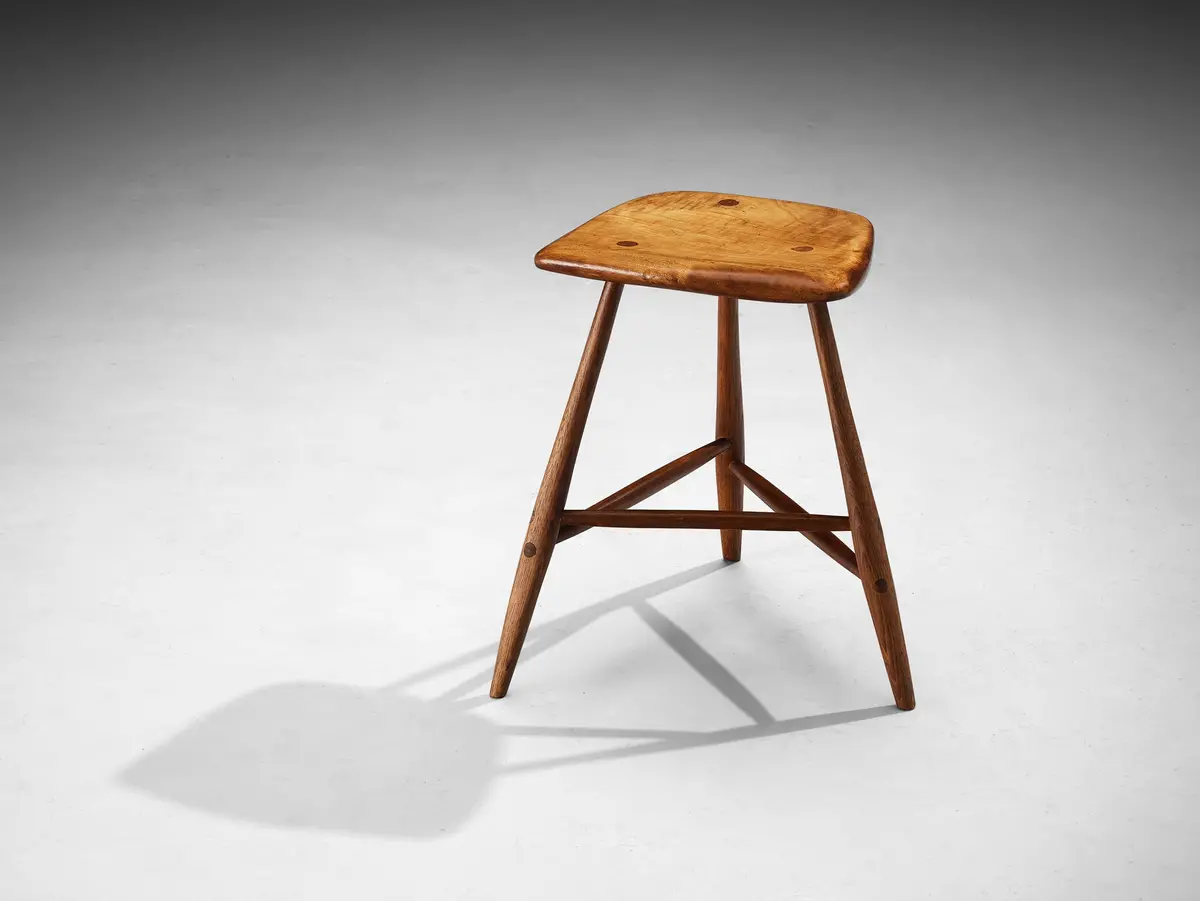 Wharton Esherick Three-Legged Stool In Cottonwood 1