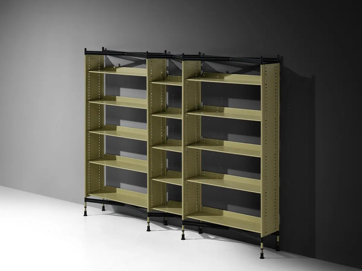 Studio Bbpr For Olivetti 'Spazio' Shelving System In Green Coated Steel 1