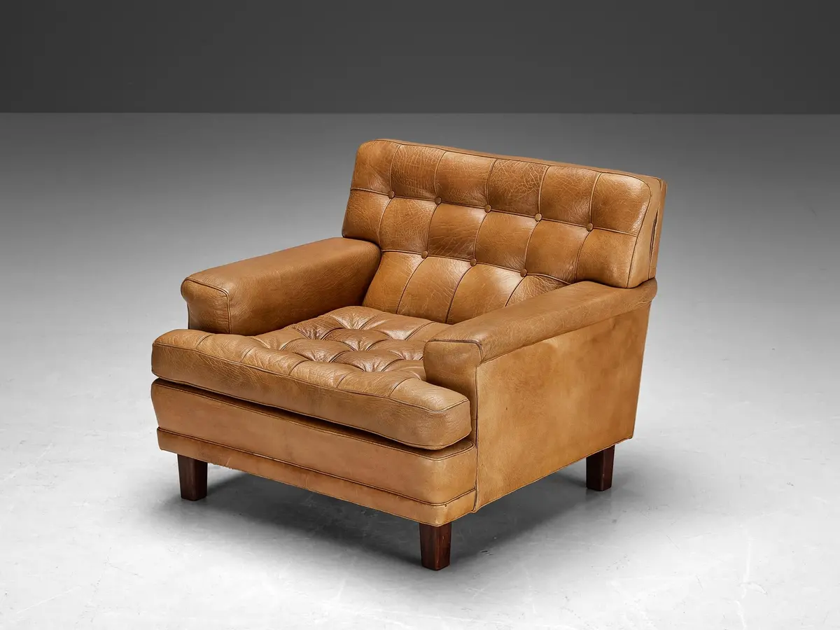 Arne Norell 'Merkur' Lounge Chair In Cognac Leather And Mahogany 1