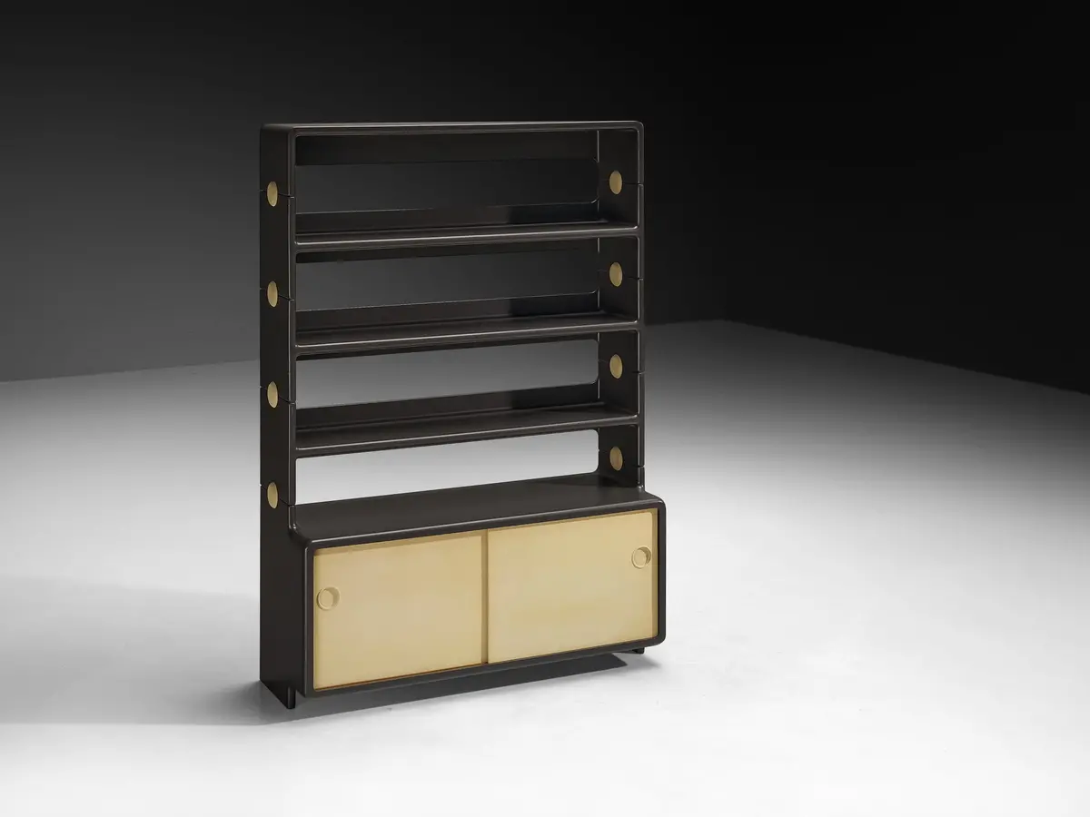 Ernest Igl For Wilhelm Werndl Shelving Cabinet In Black And Beige Polyurethane 1