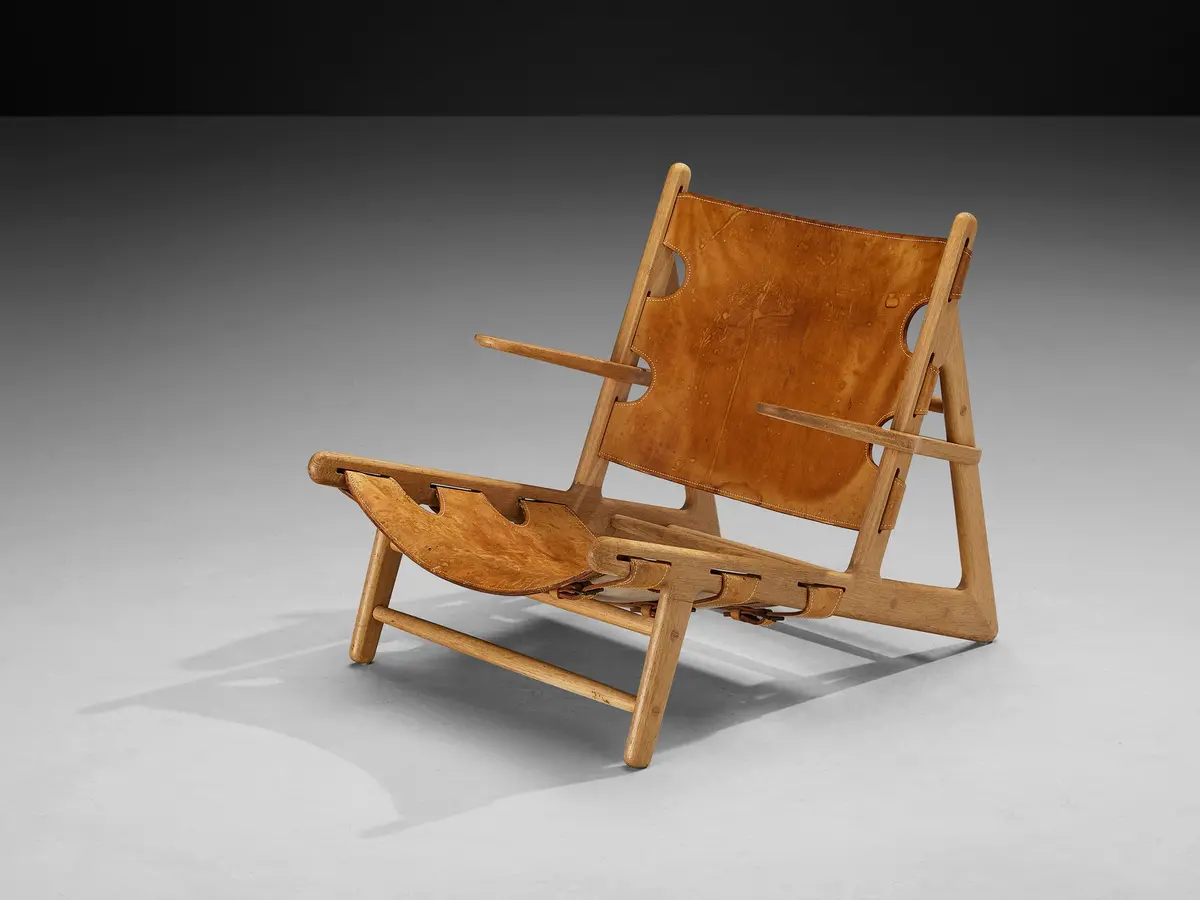 Børge Mogensen For Fredericia Hunting Chair In Oak And Leather 1
