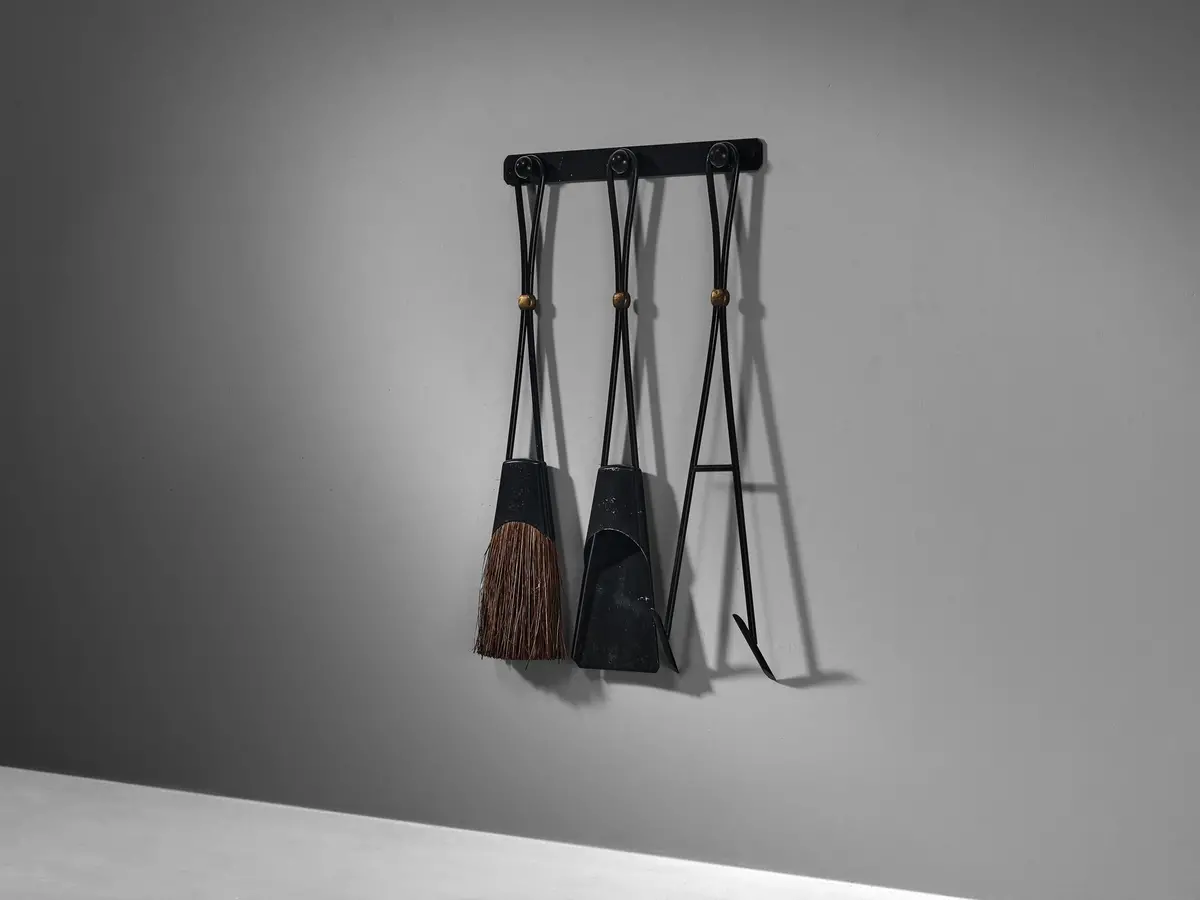Jens Harald Quistgaard For Dansk Fireplace Set In Iron 1