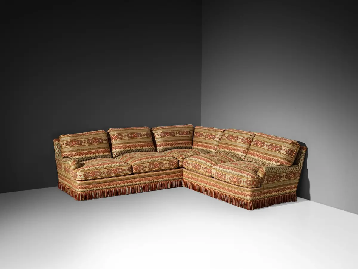 Art Deco Style Corner Sofa In Kilim Inspired Upholstery 1