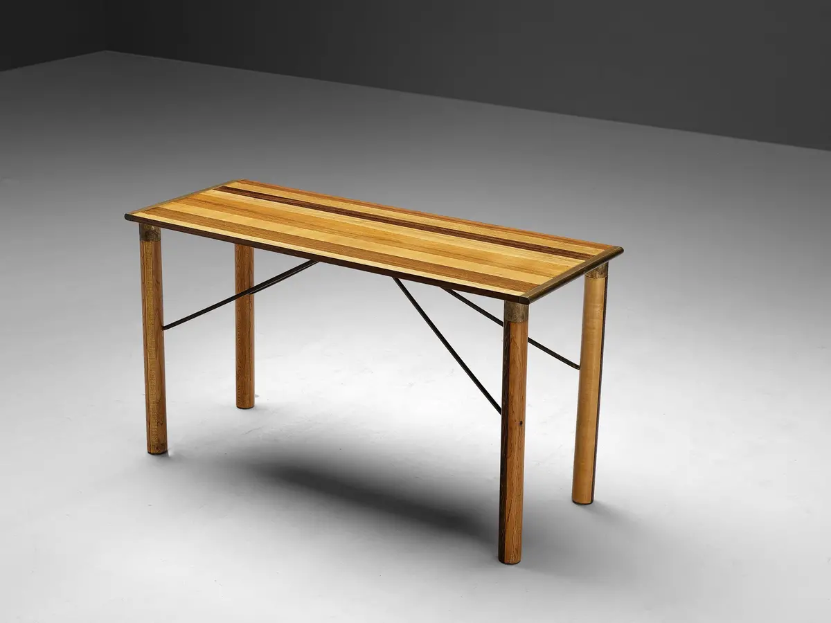 Afra & Tobia Scarpa 'Benetton' Console In Mixed Wood And Brass 1