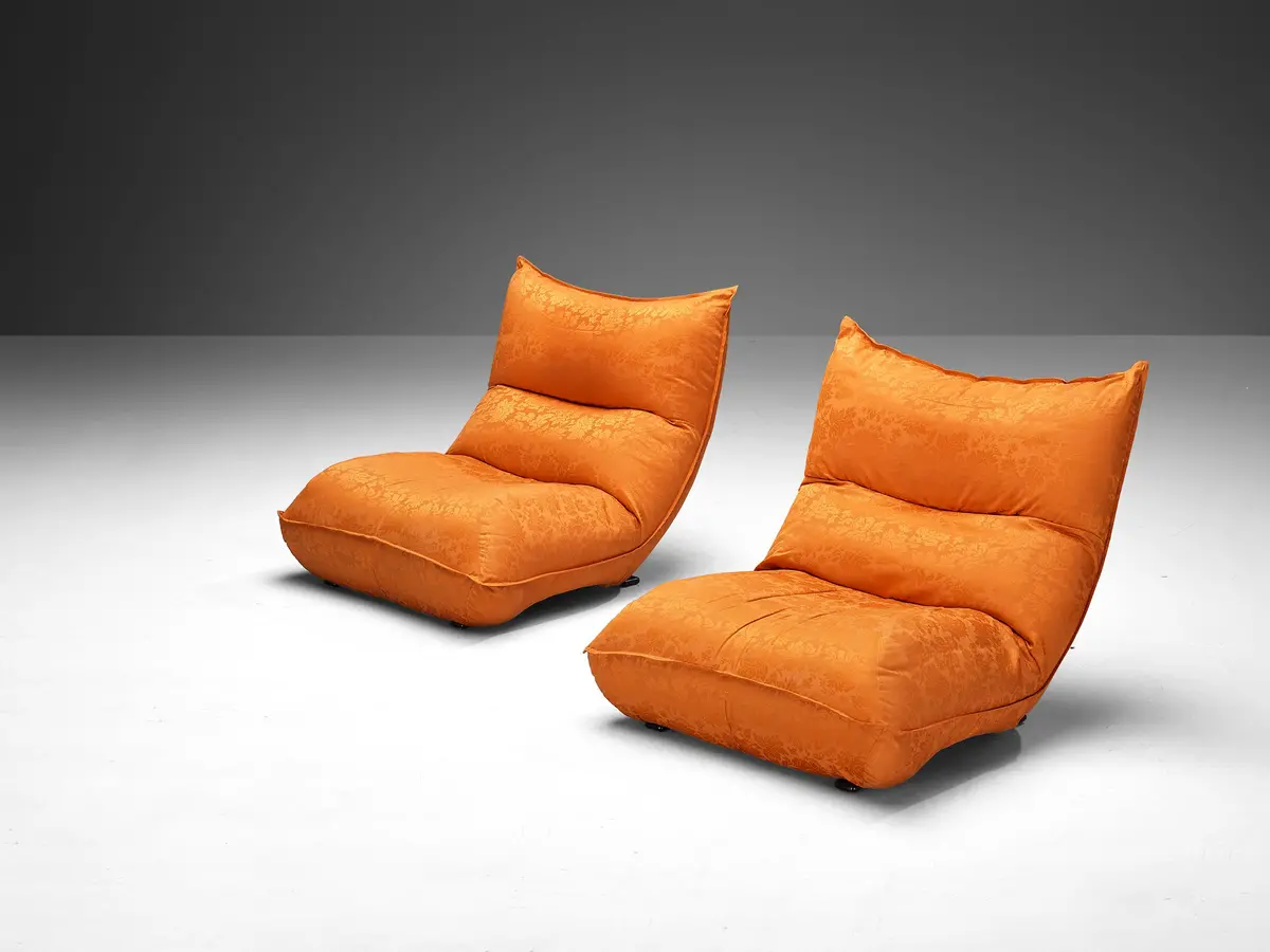 Vittorio Varo For Plan 'Zinzolo' Lounge Chairs In Orange Upholstery 1
