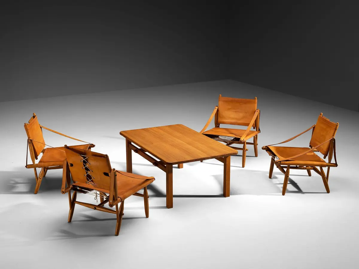 Rare Ilmari Tapiovaara For Lukkiseppo Four 'Chaco' Lounge Chairs With Table 1