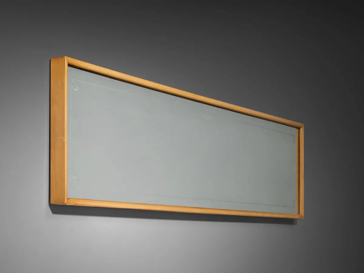 1950S Mid-Century Modern Italian Mirror With Maple Frame 1