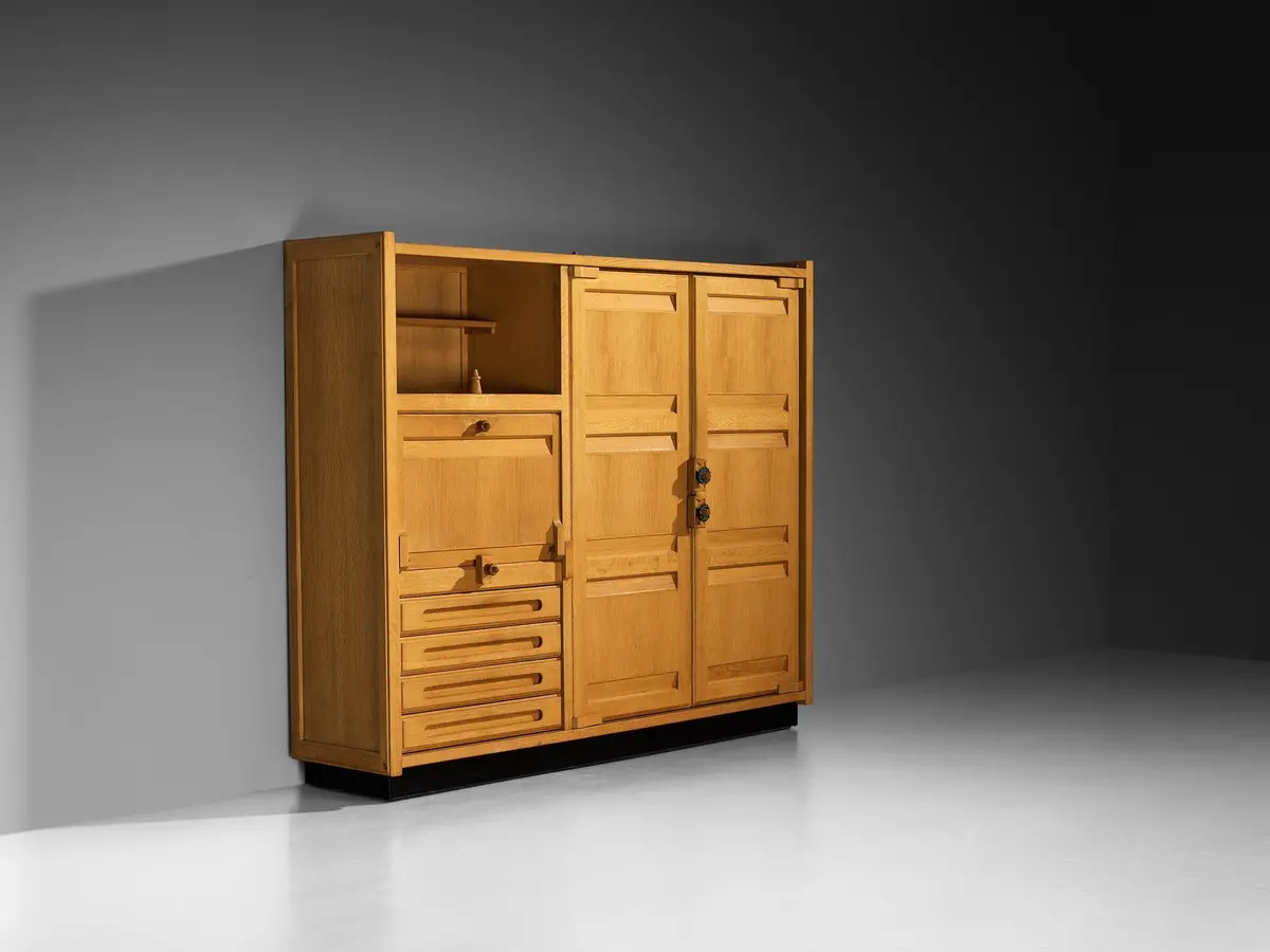 Guillerme & Chambron Highboard Or Wardrobe In Solid Oak And Ceramic 1