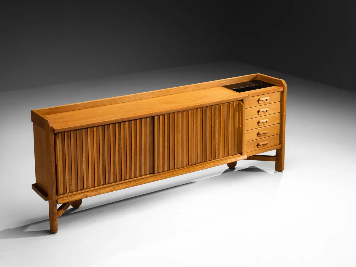 Guillerme & Chambron Sideboard In Solid Oak And Ceramic 1