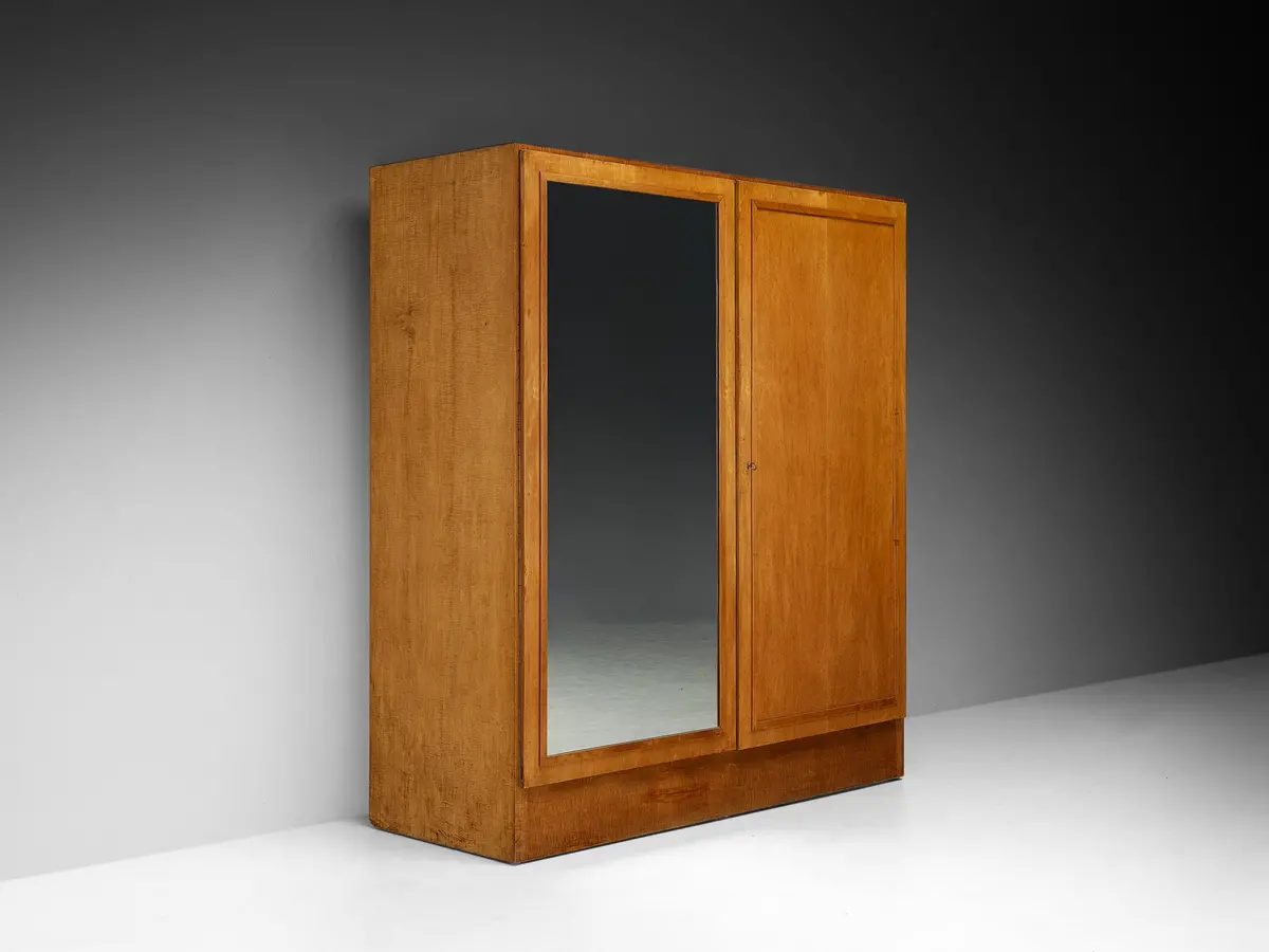 Rare Studio B.B.P.R. Wardrobe In Maple And Mirrored Glass Ca. 1933 1