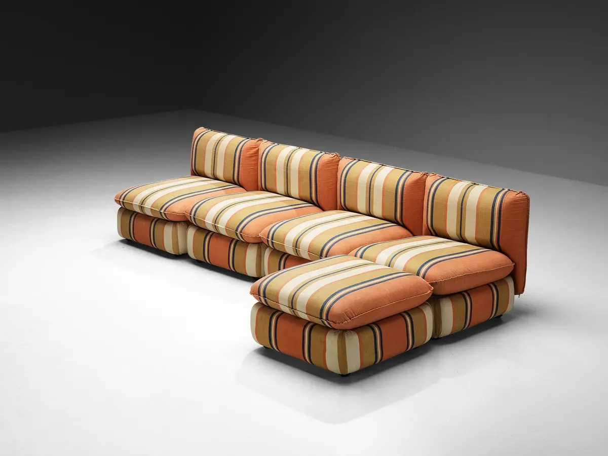 Ipe Cavalli Italian Sectional Sofa In Colorful Striped Fabric 1