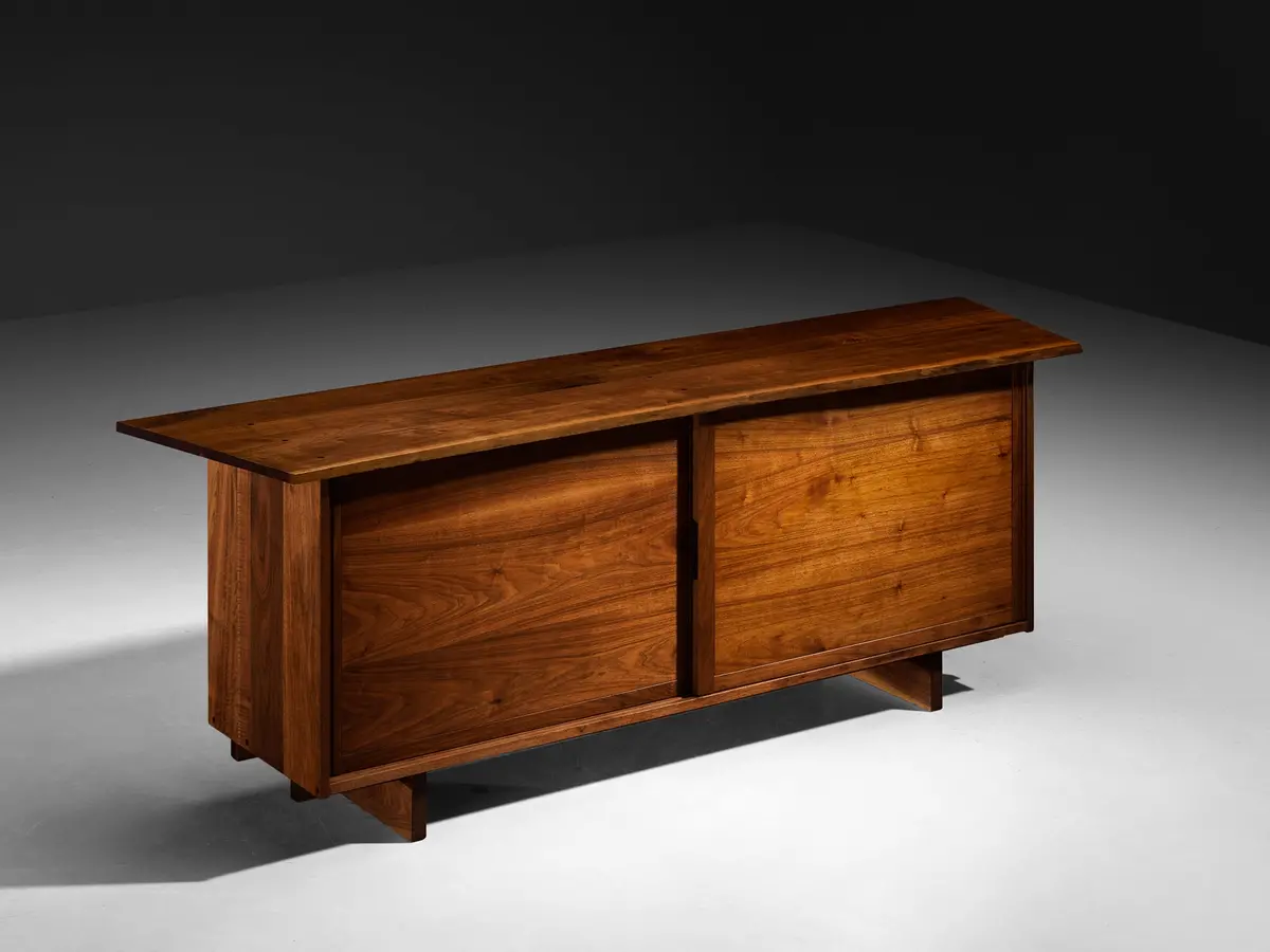 George Nakashima Double Sliding-Door Cabinet In American Black Walnut 1