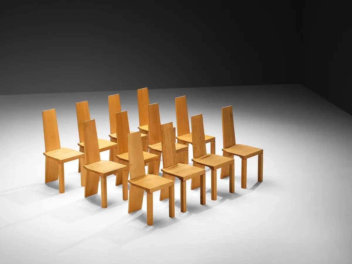 Set Of Twelve Postmodern Dining Chairs In Solid Ash Wood 1