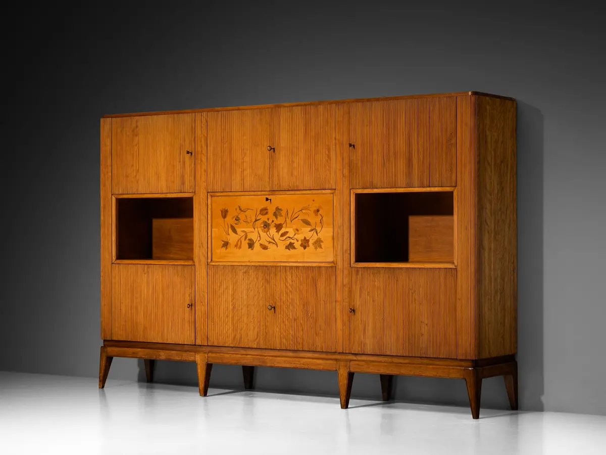 1950S Italian Mid-Century Modern Sideboard With Grissinato Carvings 1