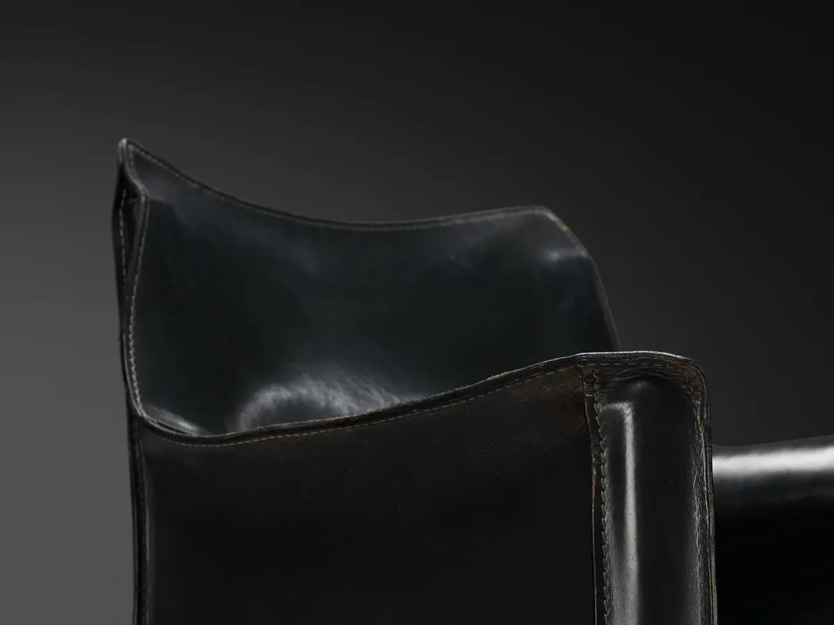 Mario Bellini For Cassina 'Cab 413' Dining Chair In Dark Grey Leather 2