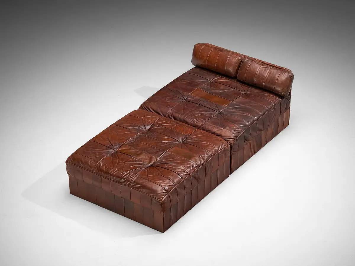 De Sede Large Daybed Or Lounge Set In Patinated Brown Leather 1