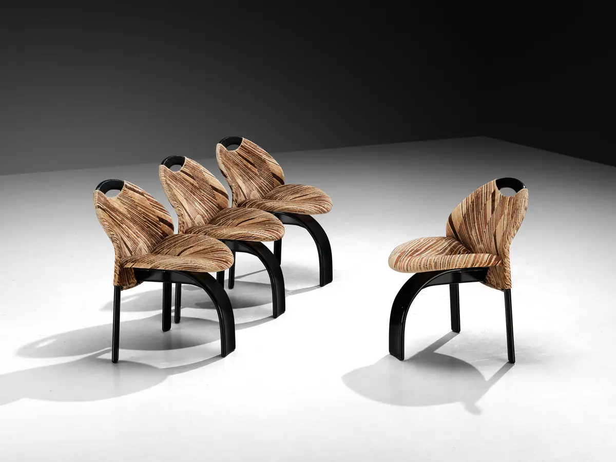 Giovanni Offredi For Saporiti Set Of Four 'Sail' Dining Chairs In Velvet 1