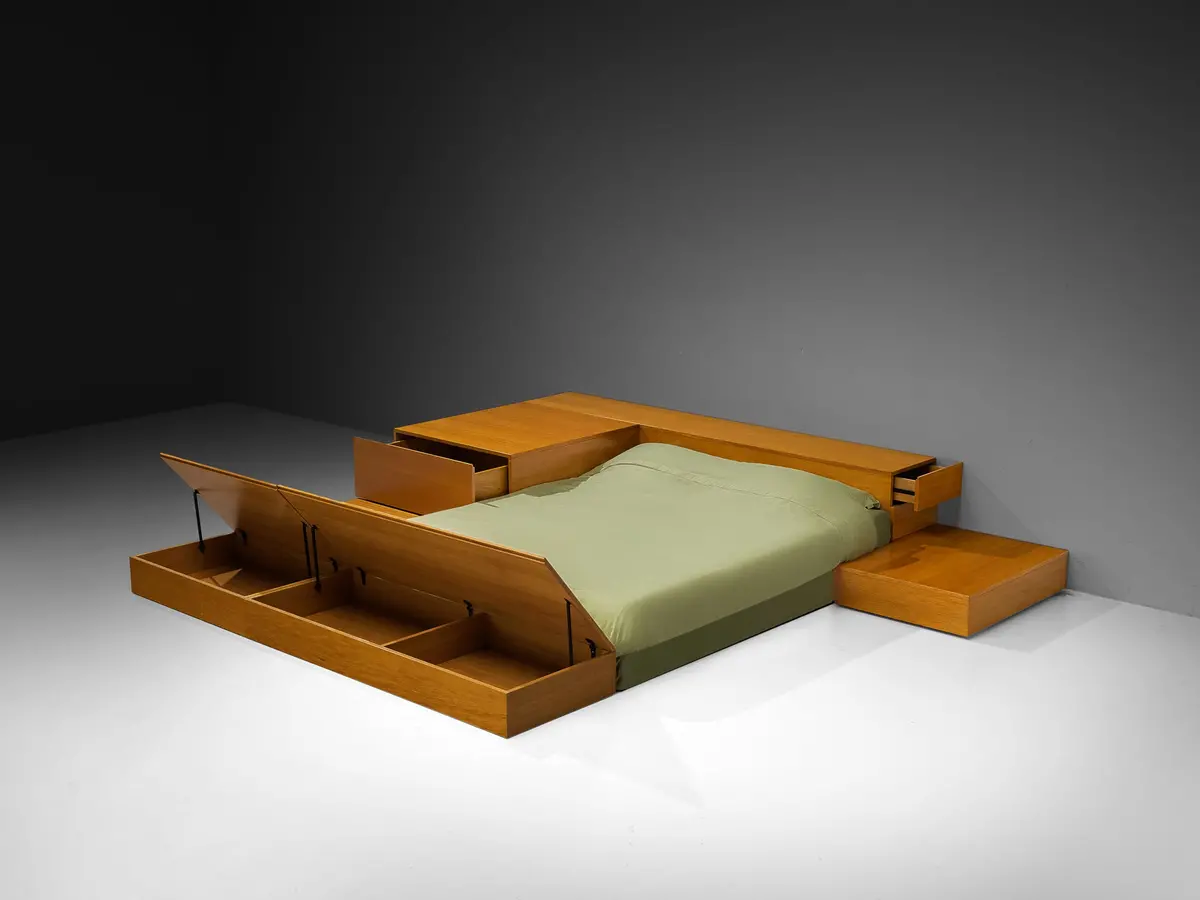 Cini Boeri For Arflex 'Tuttoletto' Queen Bed In Oak 1
