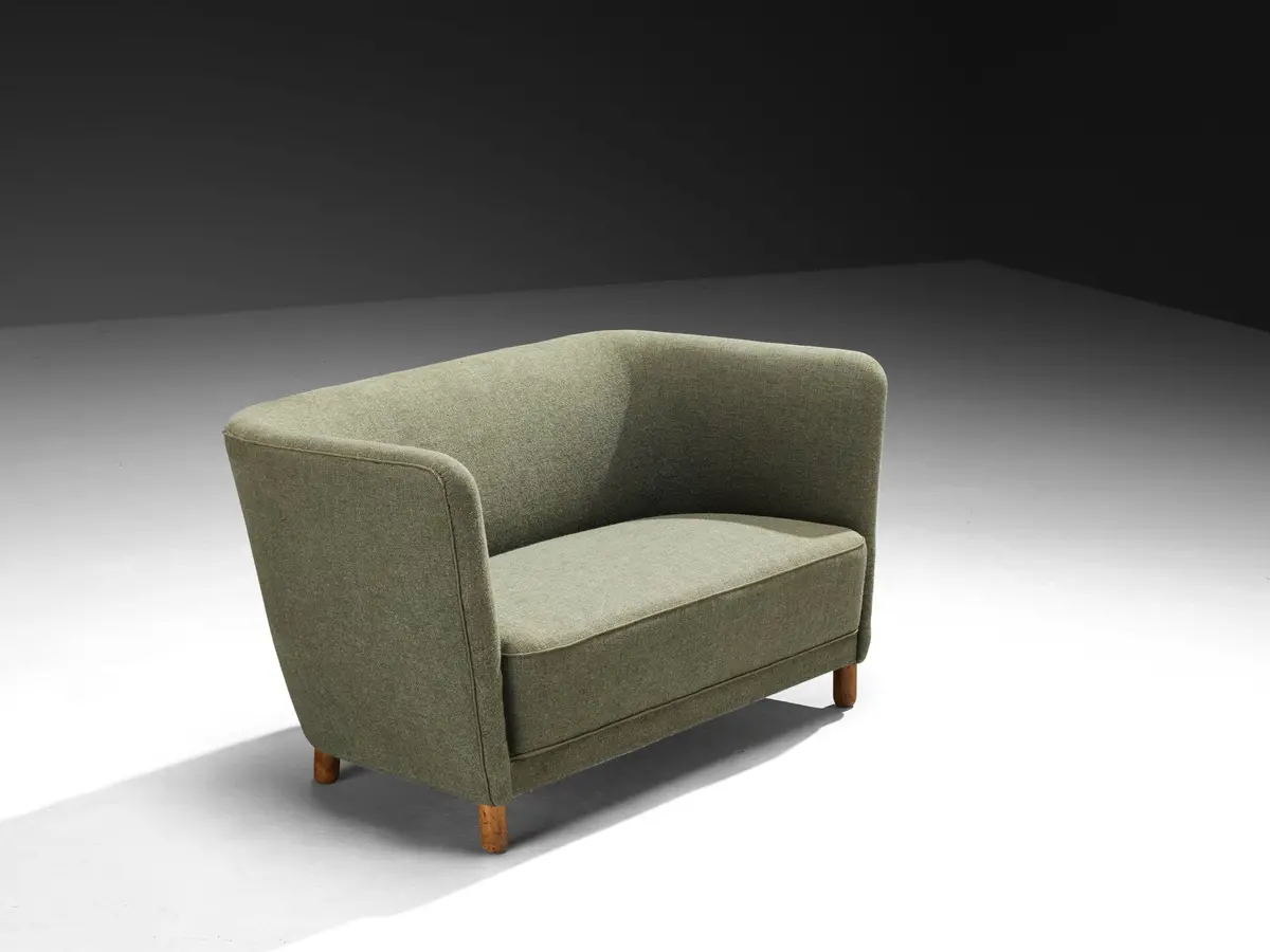1950S Scandinavian Modern Sofa In Muted Green Wool 1