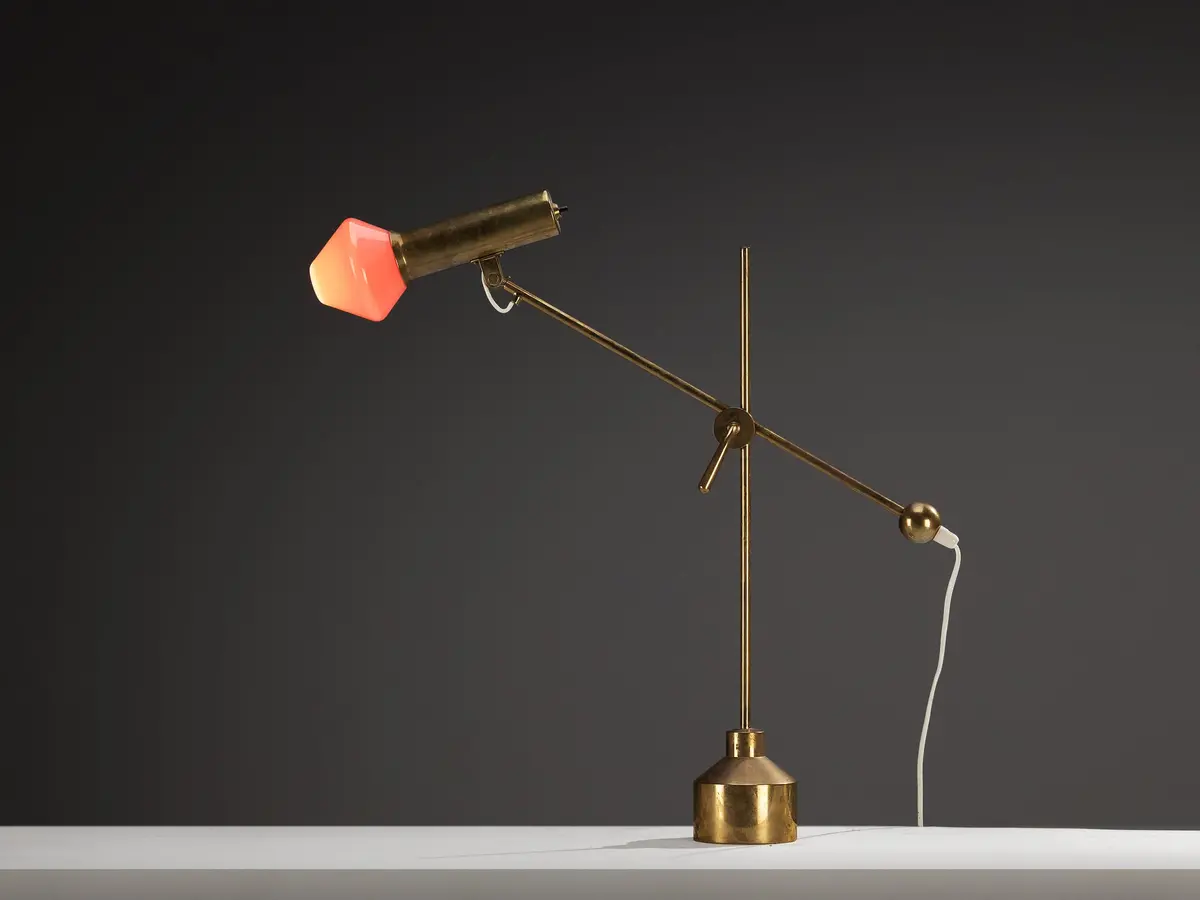 Tapio Wirkkala For Idman Rare Desk Lamp In Brass And Glass 1