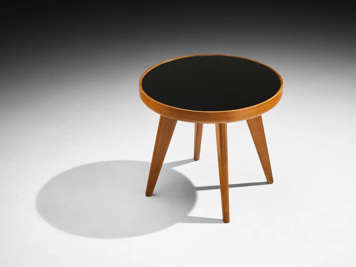 1940S Mid-Century Modern Italian Side Table In Wood And Glass 1