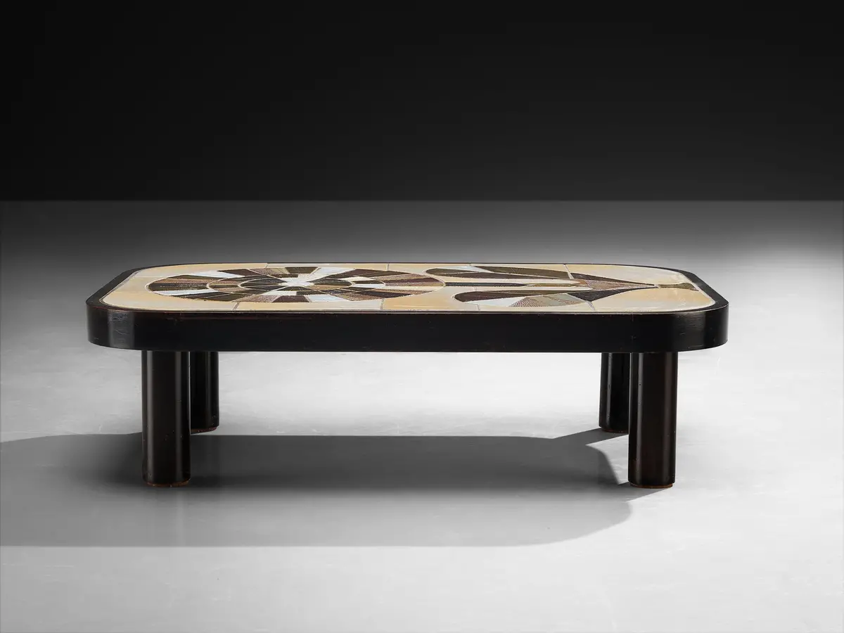 Roger Capron Coffee Table In Ceramic With Floral Motif 2