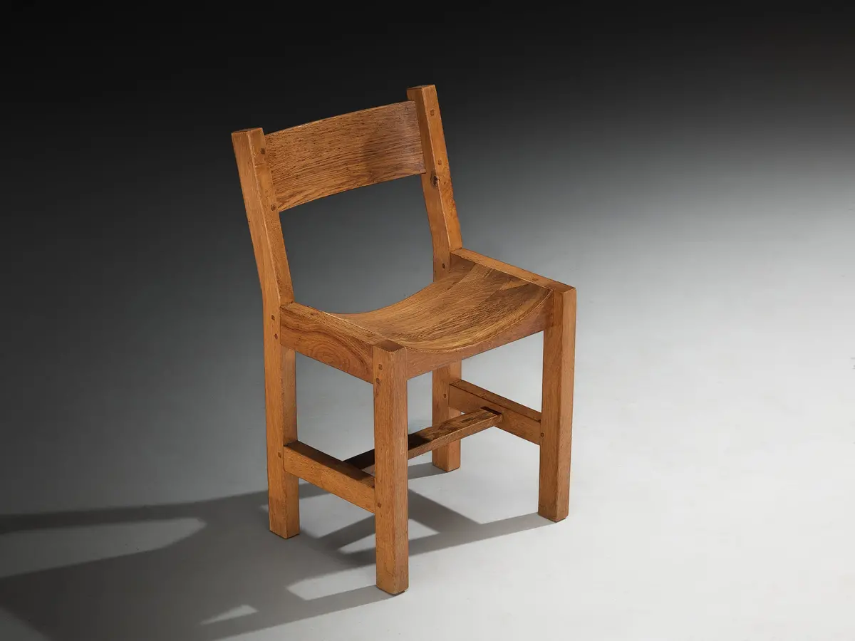 French Minimalist Side Chair In Warm Oak 1